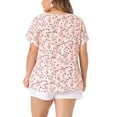 thumbnail image 4 of Agnes Orinda Women's Plus Size Peplum Tops Floral Half Placket Short Sleeves Casual Blouses 2X Pink, 4 of 7