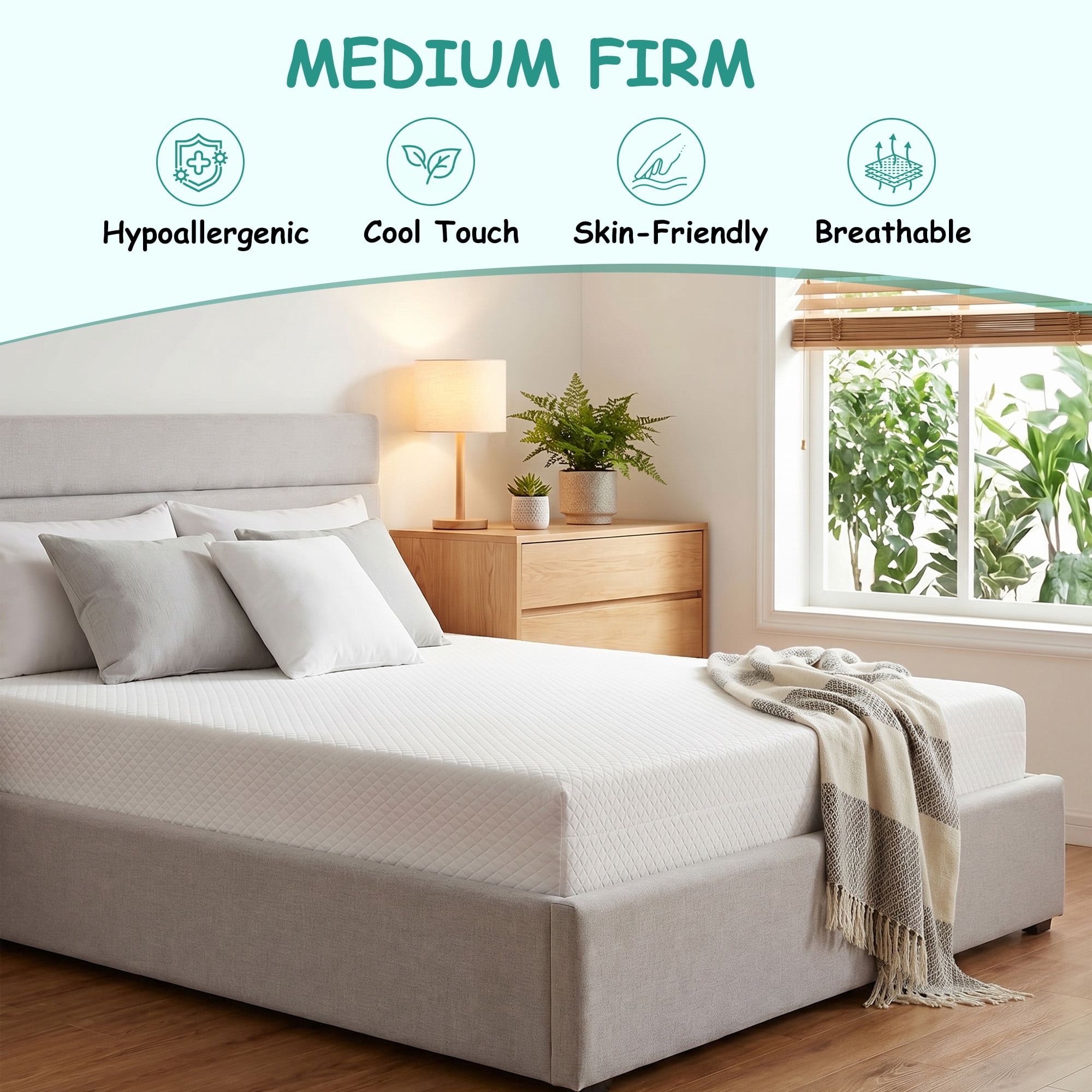 8 inches Twin XL Mattress,Memory Foam Mattress Bed in a Box with Cooling Green Tea Gel, Medium Firm Support