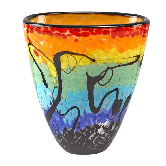75" Mouth Blown Art Glass Oval Vase