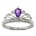 thumbnail image 1 of 925 Sterling Silver Rhodium Plated Diamond and Amethyst Teardrop Ring, 1 of 2