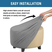 Round Ottoman Storage Cover Folding Stool Covers Furniture Protector Cover for Footrest Ottoman Fit Dia 20 - 23 light Gray