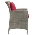 thumbnail image 2 of Modway Conduit 17" Rattan/Aluminum Patio Dining Armchair in Light Gray/Red, 2 of 3