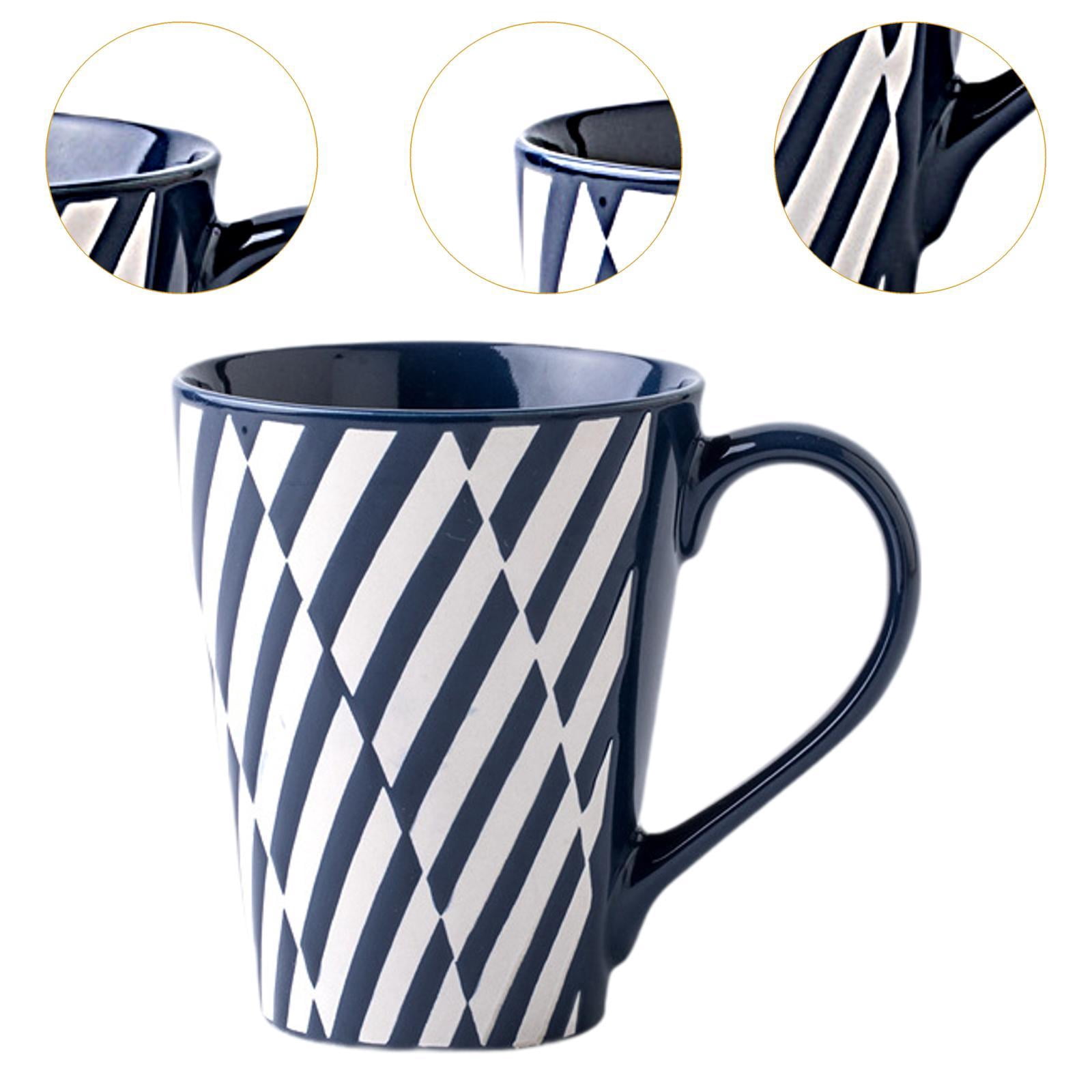 TISHITA Coffee Cup Hot Chocolate Mug, 450ml Embossed Espresso Mug Cappuccino Cup Porcelain Mug for Yogurt Milk Coffee Breakfast Water zebra crossing