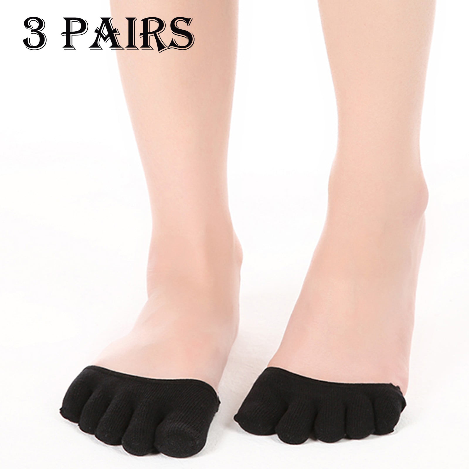 HGWXX7 3 Pairs Women's Solid Half Palm Five Finger Socks Invisible Socks  Sweat Absorbent Socks Sponge Pad