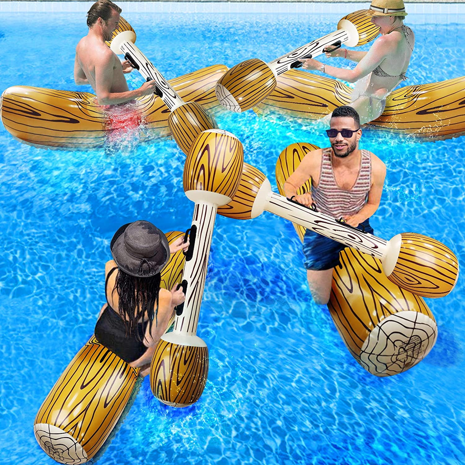 Details about   Swimming Pool Game Set Inflatable Log Shaped Float Raft Water Toy Kids Adult Fun 
