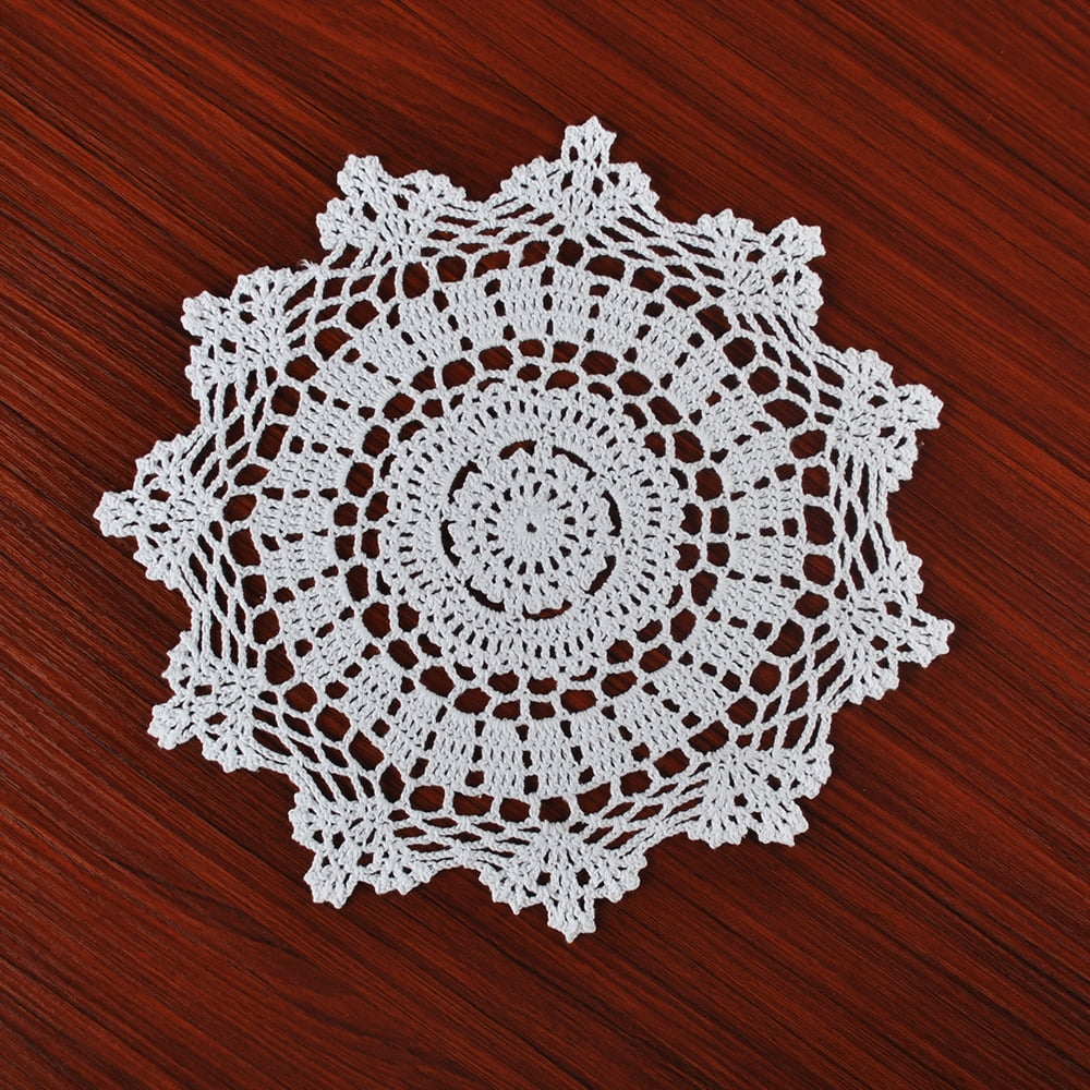 4Pcs/Lot Vintage Hand Crochet White Doilies Round Cup Coasters Snowflake 8inch 