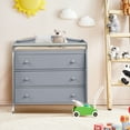 thumbnail image 2 of Costway 3 Drawer Baby Changing Table Infant Diaper Changing Station Wood with Safety Belt Gray, 2 of 10