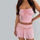 thumbnail image 3 of Conjunto elegante de dos piezas para mujer: top sin tirantes con falda plisada asimétrica de doble capa, 3 of 8