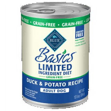 Blue Buffalo Basics Limited Ingredient Diet, Grain Free Natural Adult Wet Dog Food, Duck 12.5-oz cans