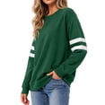 thumbnail image 3 of MOSHU Crewneck Sweatshirts for Women Striped Long Sleeve Shirts Fashion Fall Womens Sweatshirts Casual Fall Pullover Tops, 3 of 9