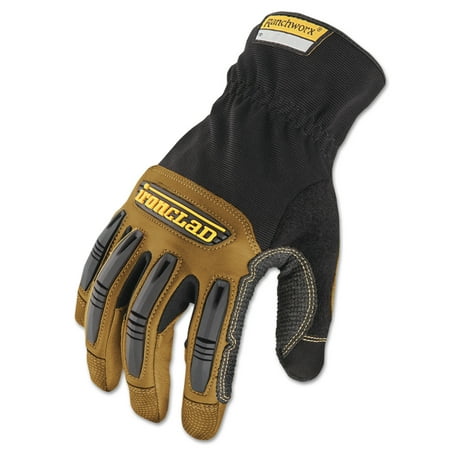 Medium Leather Glove - Ironclad Ranchworx Leather Gloves, Black/Tan, Medium