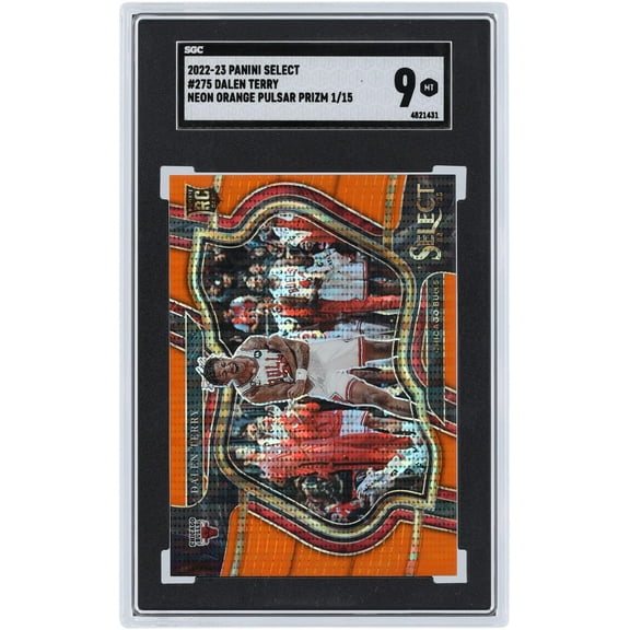 Dalen Terry Chicago Bulls 2022-23 Panini Select Orange Pulsar #275 #1/15 SGC Authenticated 9 Rookie Card