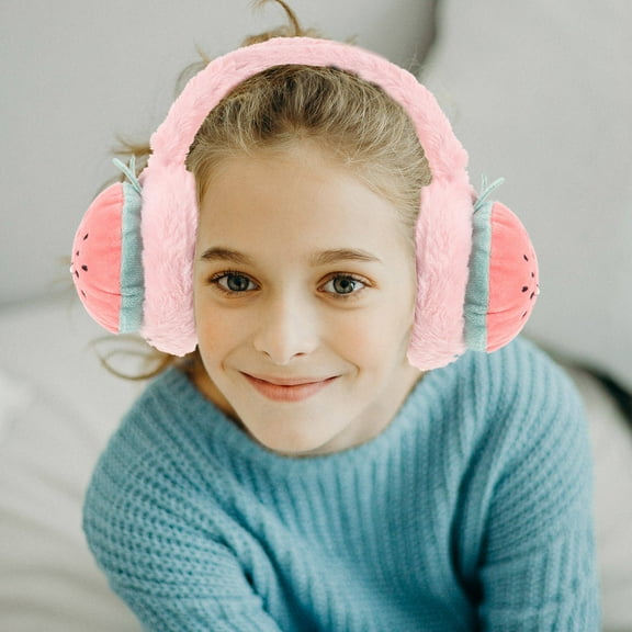 Hytrove Ear Muffs for Kids in Winter Fluffy Design Pink PP Cotton 1Set for Outdoor Fun