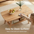 thumbnail image 6 of Mid Century Modern Coffee Table, 100% Solid Oak Wood Coffee Table with Storage Shelf, 2-Tier Coffee Table with Rounded Corners for Living Room, Office, Apartment(Natural Oak Wood Color, 39.37" L) No., 6 of 8