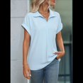 thumbnail image 4 of Blusa de Verano para Mujer, Corta, Elegante, Informal, con Cuello de Solapa, Color Azul , Talla XL, 4 of 9