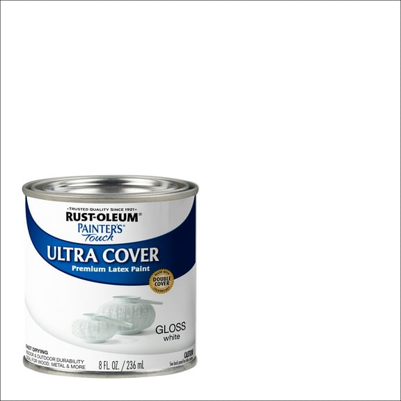 White, Rust-Oleum Painter's Touch Ultra Cover Gloss, Half Pint, 1 Pack