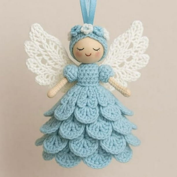 Kit Ganchillo Decorativo Ángel Navidad Muñecas DIY Traje Tejido A Mano () Azul