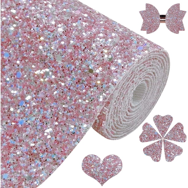 Greatdiy Rollo de tela con purpurina gruesa de color rojo brillante, 12.0 x 52.0 in, piel sintética de color sólido brillante para Cricut, pendientes, llaveros (17032#5)