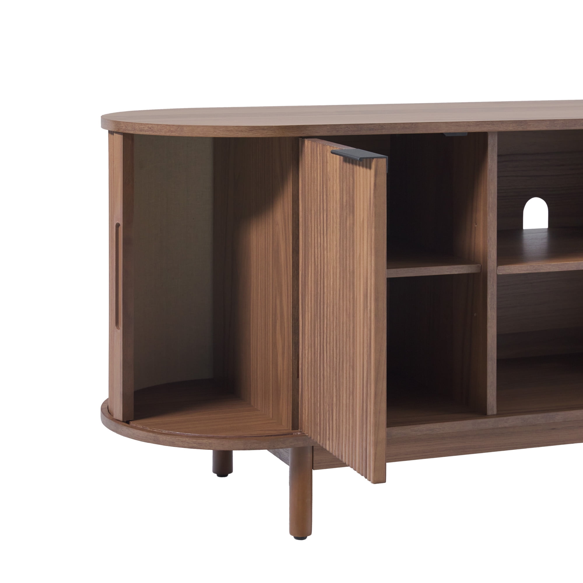 Walker Edison Modern Reeded 60” TV Stand with Open Storage - Mocha