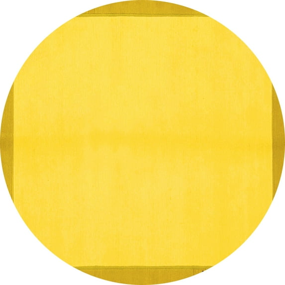 Ahgly Company Indoor Round Solid Yellow Modern Area Rugs, 3' Round