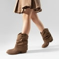 thumbnail image 2 of BURUDANI Girls Cowboy Cowgirl Western Boots 2-in-1 Embroidered Fashion Mid Calf Shoes Removable Cuff Camel Size 3, 2 of 9