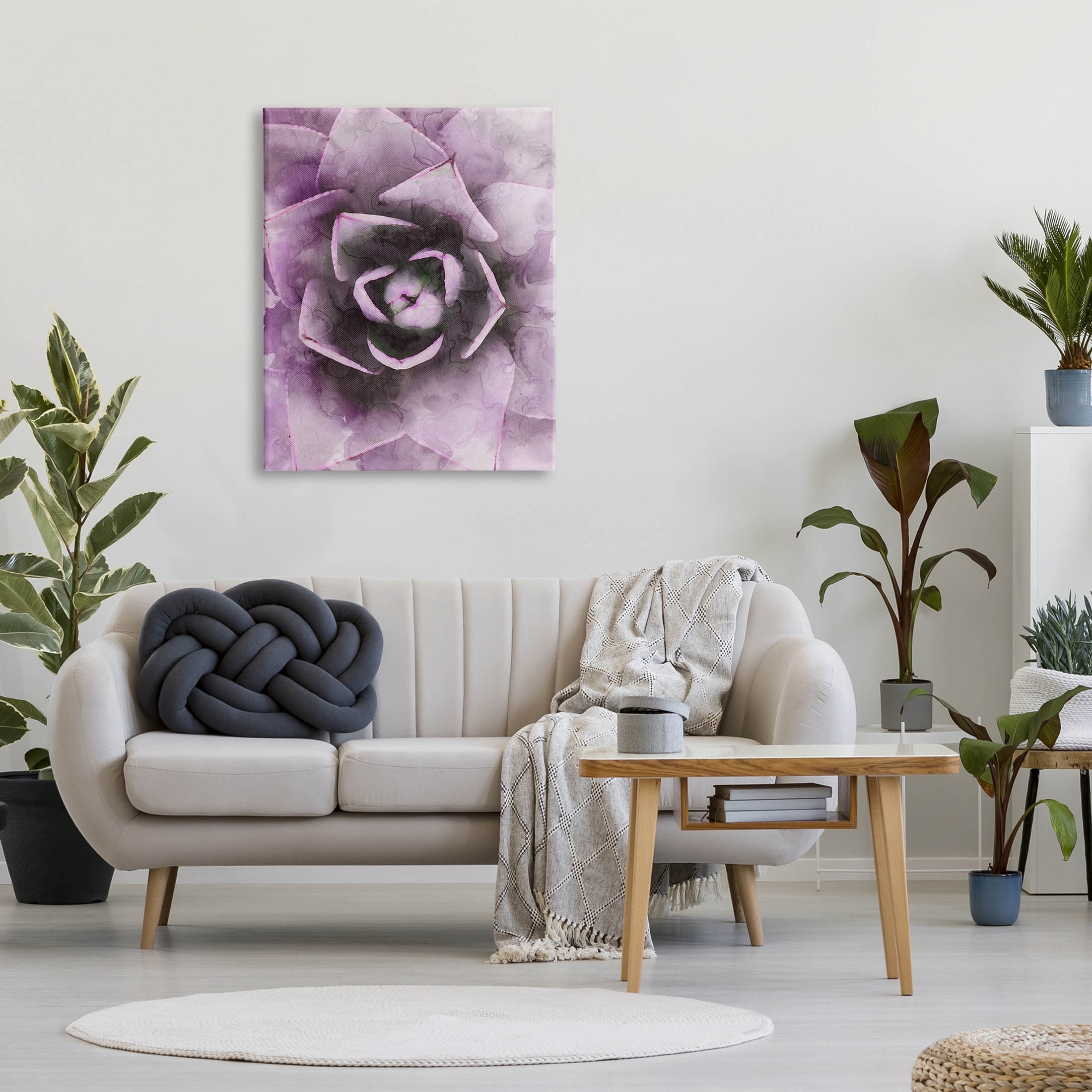 Modern Purple Succulent Leaves Botanical & Floral Graphic Art Gallery Wrapped Canvas Print Wall Art