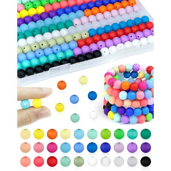 Small Silicone Beads 180PCS, 30 Colors 9mm Focal Bead Rubber Round Bead Bulk, for DIY, Keychain Accessories, Crafts Making, Jewelry, Multi Color