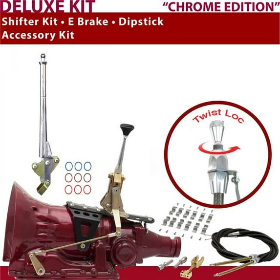 American Shifter C4 Shifter Kit Chrome 6 in. E Brake Cable Clamp Dipstick for F72C6