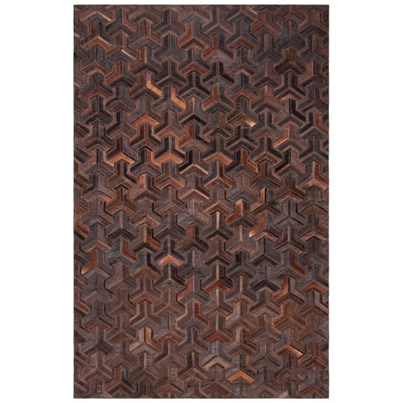 SAFAVIEH Studio Leather Kingsley Geometric Area Rug, Brown/Light Brown, 8' x 10'