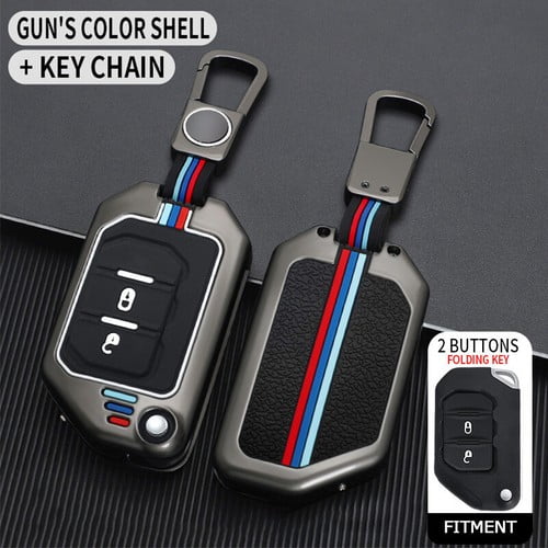 Car Key Fob Cover Case Protector Zinc Alloy Flip Key Case Cover Holder For Jeep Wrangler JT Gladiator Remote Fob