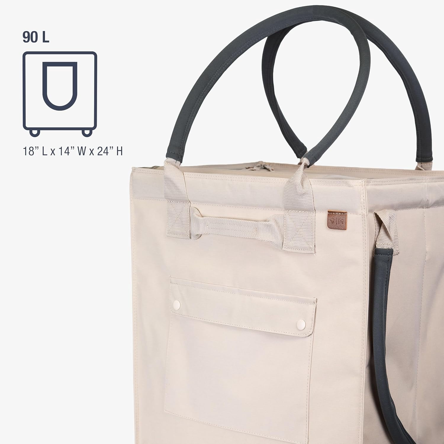 CleverMade Rolling Tote Cart 90L Collapsible Wheeled Bag, Cream