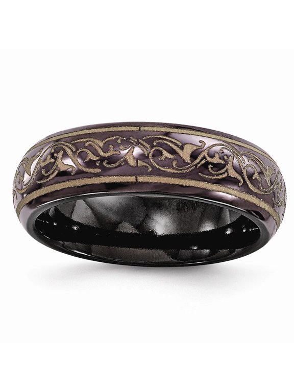 Grey Titanium Ring Band Wedding Copper Tone Standard Domed