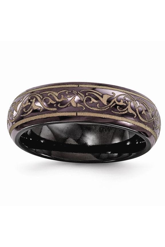 Grey Titanium Ring Band Wedding Copper Tone Standard Domed