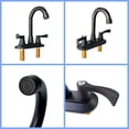 thumbnail image 3 of Bathroom Faucet for Camper 4 Inch Centerset, with Double Handle 360° Swivel Spout 2.17" Extra Long Mounting Shanks Lavatory Basin Sink Faucet for RV Trailer Mobile Home, Matte Black, 3 of 11