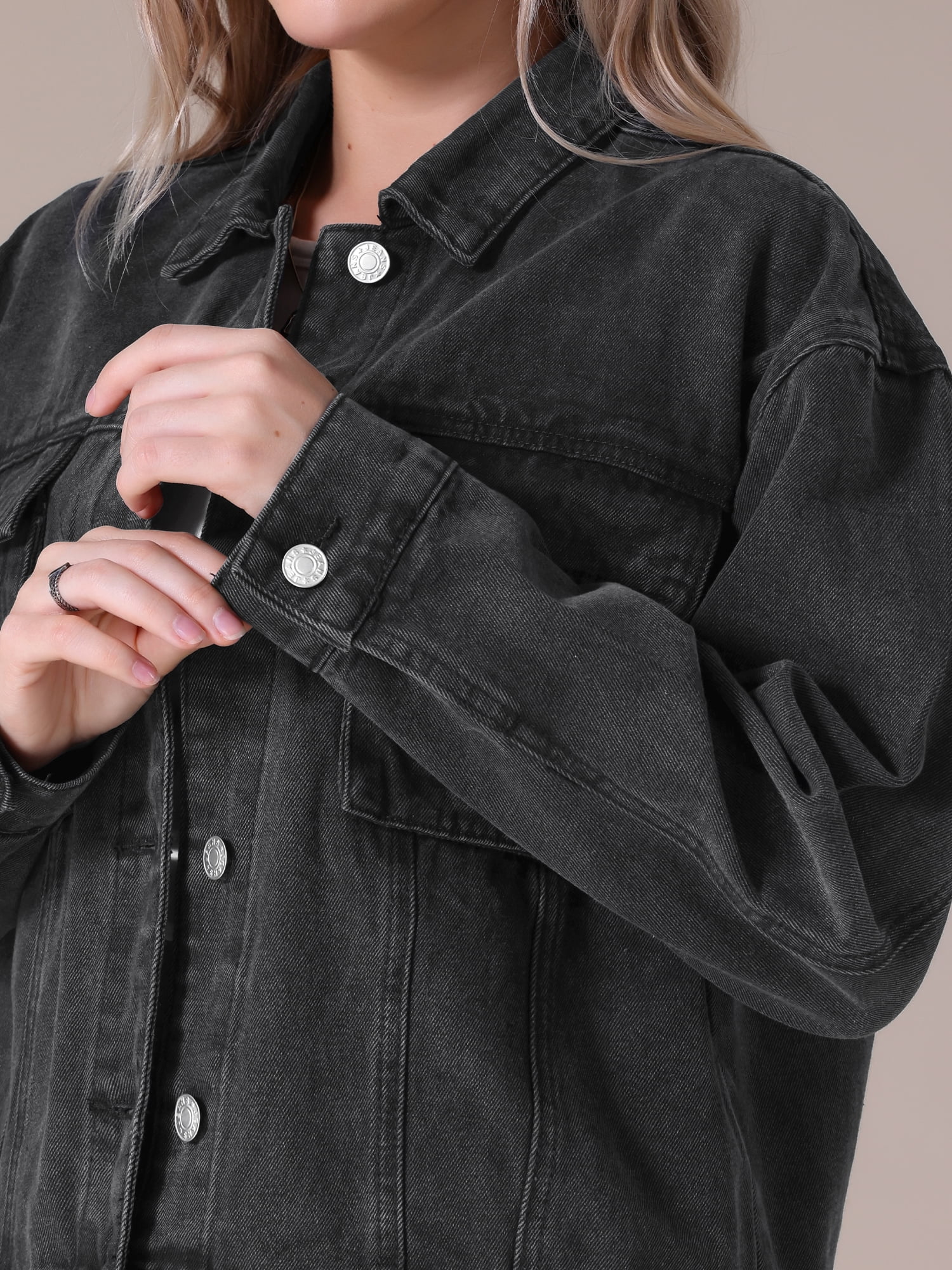 DARING DIVA Women's Button Down Cargo Denim Western Outfits XL Black