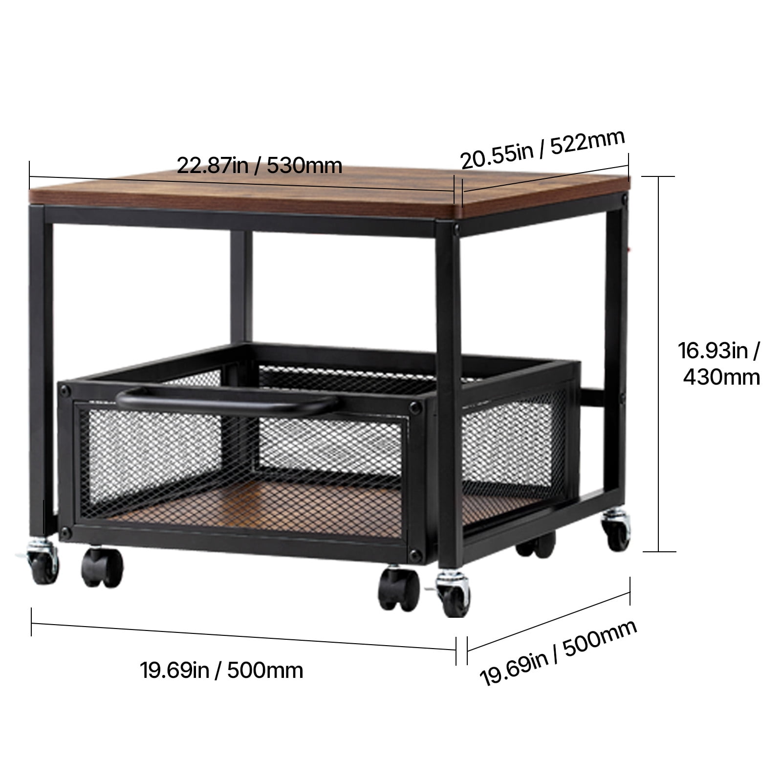 KFFKFF Mini Fridge Stand Washing Machine Stand with Storage, Refrigerator Base with 4 Swivel Lockable Wheels，Movable Storage Cart Light Brown 20*20*17inch, 200lb Load Bearing