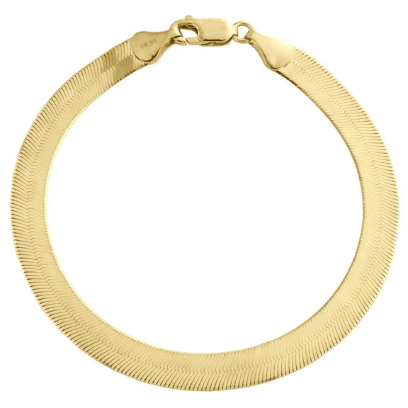 10K Yellow Gold 6.90mm Mens Solid Herringbone High Polished Bracelet 7 Inches