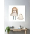 thumbnail image 2 of Illustration Of A Pretty Girl With A Cat Poster Wall Art, Modern Wall Decor, 16x16 UNFRAMED, 2 of 3