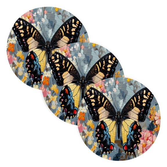 BZSMCE Mats for Pots,Pans Place Ffyy3_a_butterfly_is_surrounded_by_flowers_colorful_and_beautif_99067d6c-d8ce-4b7f-aab1-91bc272e3523 Simple Style Pattern Pot Mats