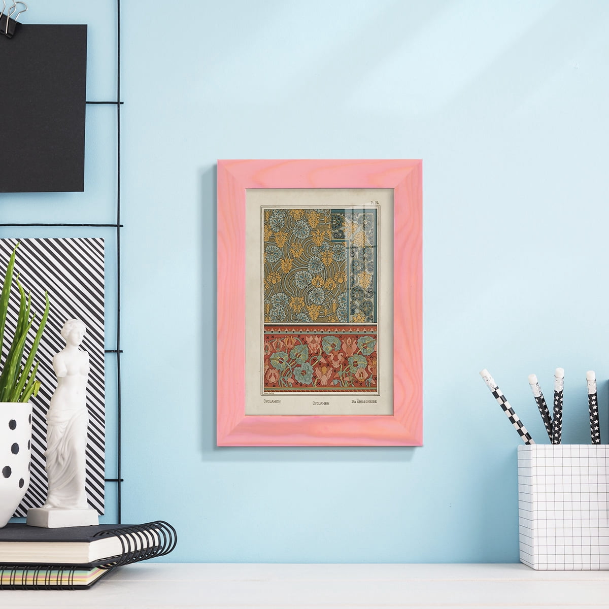 Nouveau Decorative I - Framed Print w/glass - Sunset Pink