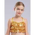 thumbnail image 3 of YiZYiF Kids Girls Shiny Sequin Camisole Crop Top with Skirt 2-Piece Modern Jazz Latin Dance Outfits Gold 14, 3 of 7
