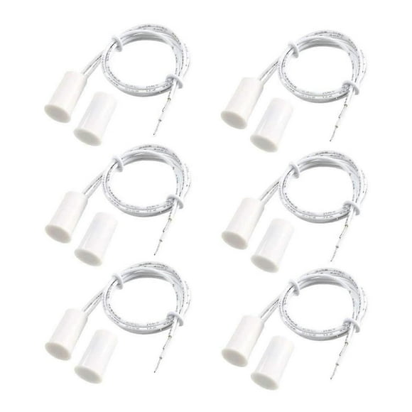 Rc-33 Nc Recessed Wired Security Window Door Contact Sensor Alarm Magnetic Recessed Switch White - (6 Sets)