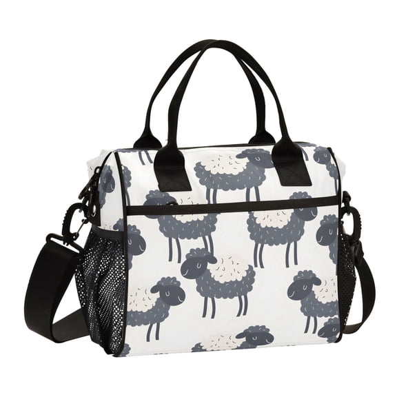 Funny Sheep Lunch Bag Insulated Lunch Box Leakproof Reusable Cooler Tote Adjustable Shoulder Strap for Men Women 9L