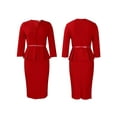 thumbnail image 2 of Women's Fashion Peplum Bodycon Work Dresses Ruffle Pencil Formal Cocktail Dress, 2 of 8
