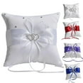 thumbnail image 4 of Leke Bridal Wedding Ceremony Ring Bearer Pillow Cushion Crystal Double Colour Heart, 4 of 5