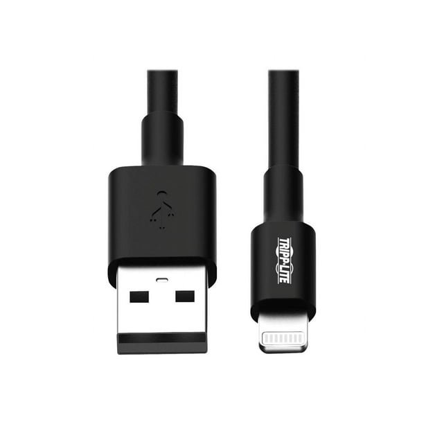 Eaton Tripp Lite Series Lightning USB -A to Sync/Charge Cable, MFi Certified - Black, M/M, 10 in. (0.25 M) - Câble Lightning - Lightning Mâle vers USB Mâle - 10 Po - Noir