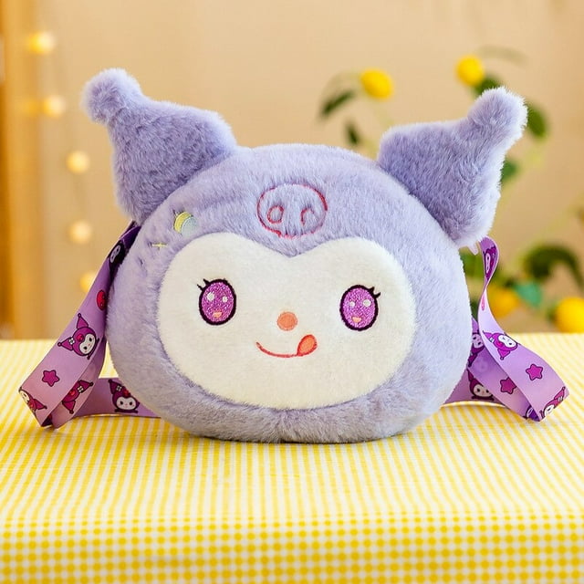 Mochila Kawaii Sanrio de felpa Cinnamoroll, bolsa de peluche de Anime Kuromi, bolsas de mensajero de dibujos animados para niñas, regalos de cumpleaños