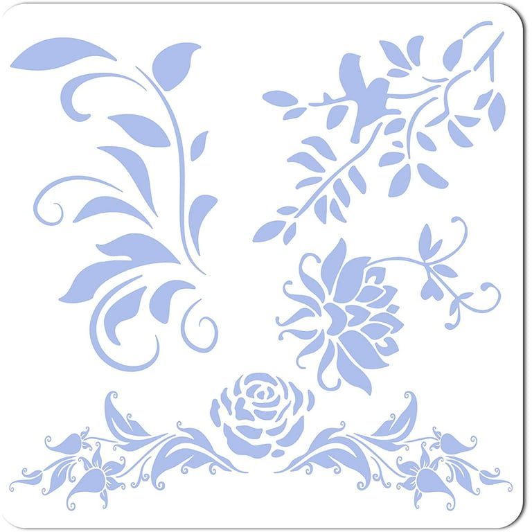 Rose Stencil Templates 18x18cm Summer Flowers Vine Leaves Pattern Templates  Plastic Square Reusable Painting Stencils Sign for DIY Art Crafts 16K  Notebook Decor Scrapbooking Card Making 