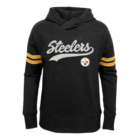 - Girls Youth Black Pittsburgh Steelers French Terry Pullover Hoodie