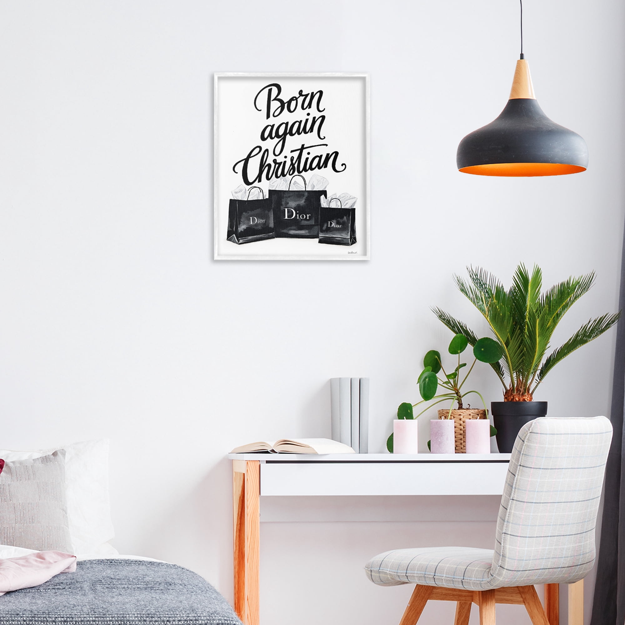 Shopping Born Again Christian White Framed Giclee Art, design by Amanda Greenwood